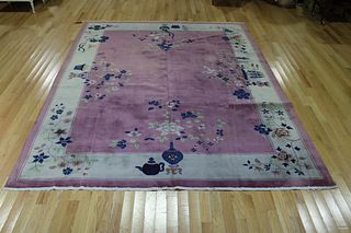 Vintage And Finely Hand Woven Chinese Carpet.