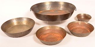 Five Various Late 19th/Early 20th Century Sheet Iron Pans.