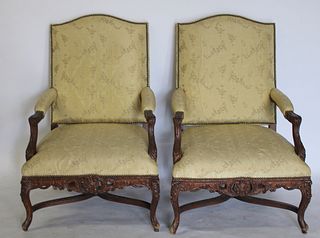 Pair Of Ralph Lauren Upholstered High Back Chairs.