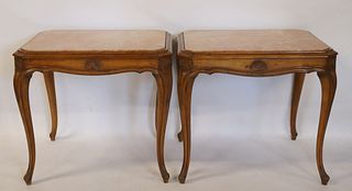A Midcentury Pair Of French Style Marbletop Table.
