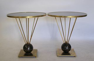 A Pair Of Baques Style Gilt Metal Tables With