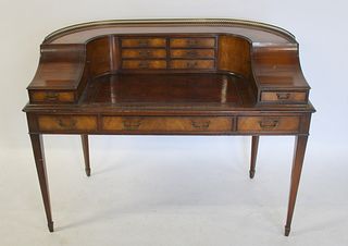 Antique Mahogany Carlton Desk With Leathertop.