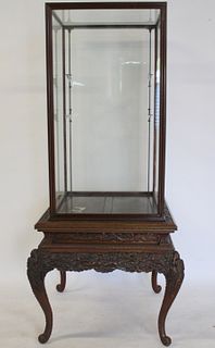 Antique Highly & Finely Carved Vitrine On Stand.