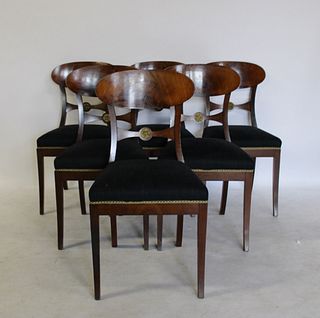 6 Biedermeier Chairs With Gilt Rosette Decoration