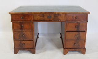 Antique Continental Leathertop Kneehole Desk.