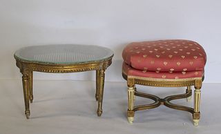 Antique Louis XV1 Style Coffee Table & Ottoman.