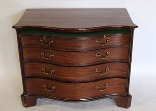 Georgian Mahogany Serpentine Front Chest with Pull