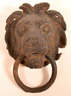 Cast Iron Lion Head Wall Mount Hitching Ring.