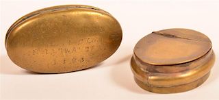 Two 19th Century Brass Snuff Boxes.