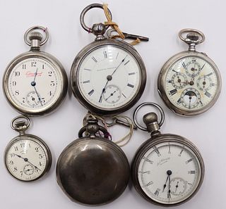 SILVER. Assorted Grouping of Silver Pocket Watches
