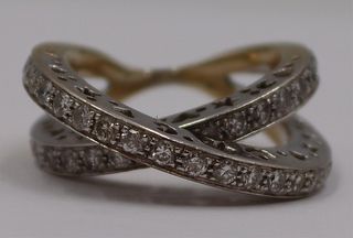 JEWELRY. 18kt Gold and Diamond Crossover Ring.