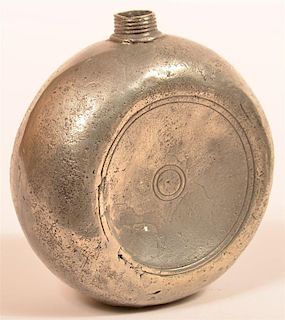 Unsigned Pewter Disk Form Flask.