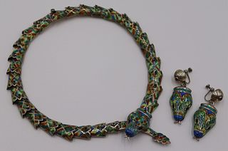 JEWELRY. Signed Enamel and Sterling Snake Suite.