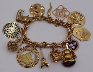 JEWELRY. 18kt Gold Bracelet and (13) Charms.