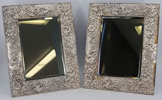 STERLING. Pair of Large Signed Sterling Mirrored
