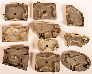 10 Various Animal Figural Tin Cookie Cutters.