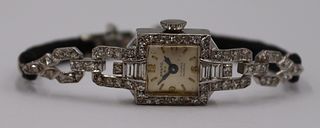 JEWELRY. Art Deco Panto Platinum and Diamond Watch