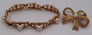 JEWELRY. 14kt Gold and Pearl Jewelry Grouping.