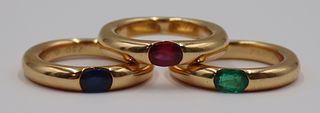 JEWELRY. (3) Cartier 18kt Gold and Colored Gem