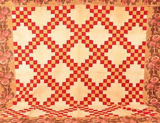19th Century Block Pattern Patchwork Quilt.