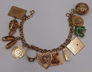 JEWELRY. 14kt Gold Charm Bracelet and (13) Charms.