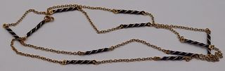 JEWELRY. 14kt Gold and Blue Enamel Chain Necklace.
