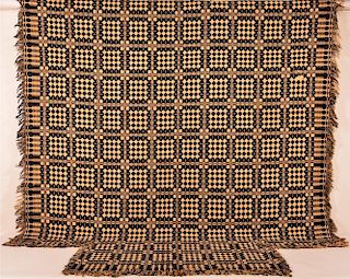 Geometric Pattern Two Part Overshot Coverlet.