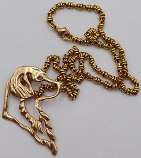 JEWELRY. Gold Necklace & Golden Retriever Pendant.
