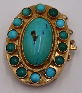 JEWELRY. Italian 18kt Gold and Turquoise Clasp.