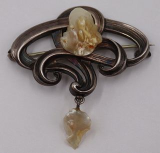 JEWELRY. Signed Art Nouveau L&A Sterling and Pearl