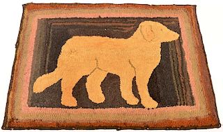 Late 19th/Early 20th Century Hooke Rug of a Dog.