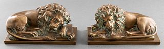 Canova Bronze Lion Sculptures, Pair