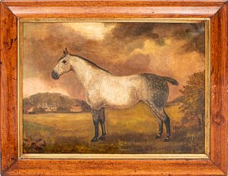 British School "Dolly Grey" Equestrian Oil, 19th C