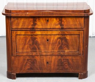 Empire Inlaid Flame Mahogany Chest of Drawers
