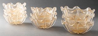 Venetian Murano Clear Aventurine Glass Bowls, 10