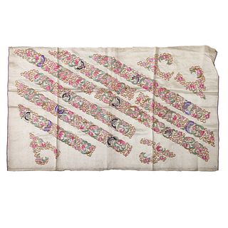 A GOLD-COUCHED EMBROIDERED CLOTH