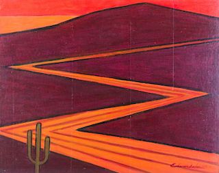 Laurence Edwardson Untitled Desert Scene w/ Cactus