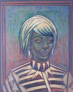 L. Edwardson "Portrait" Oil on Panel