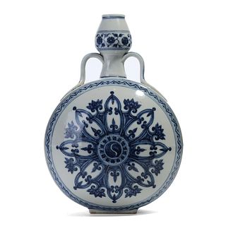 A BLUE AND WHITE MOON FLASK
