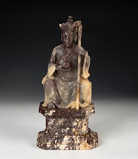 Luohan. China, XIX century.
Hand carved soapstone on marble base.