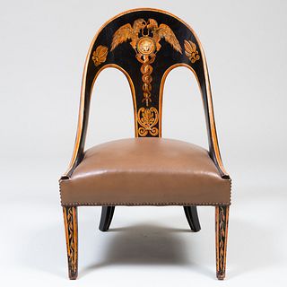 Regency Painted Spoonback Slipper Chair