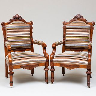 Pair of Victorian Mahogany Armchairs
