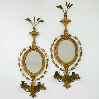 Pair of Edwardian Giltwood Two-Light Wall Lights