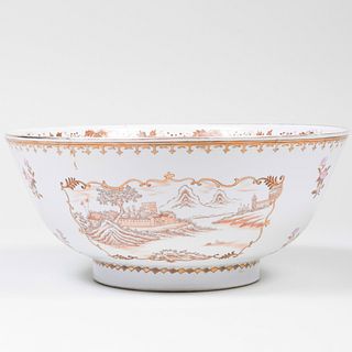 Chinese Export Style Porcelain Punch Bowl