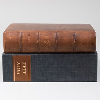Two Leather Bound Volumes of the Holy Bible