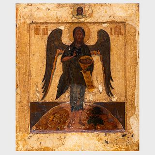 Russian Icon Depicting Saint John the Baptist, Angel of the Desert