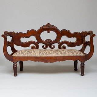 Continental Carved Wood Bench