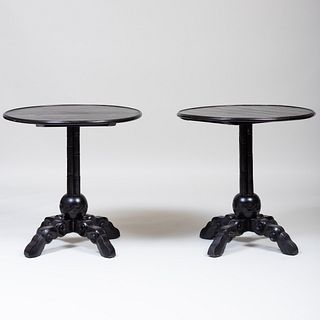 Pair of Modern Ebonized Circular Tables