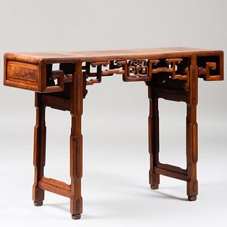 Chinese Hanghuali and Burlwood Altar Table