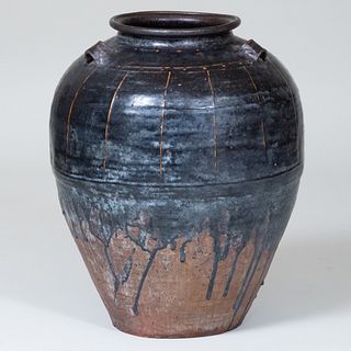 Asian Brown Glazed Earthenware Wine Pot